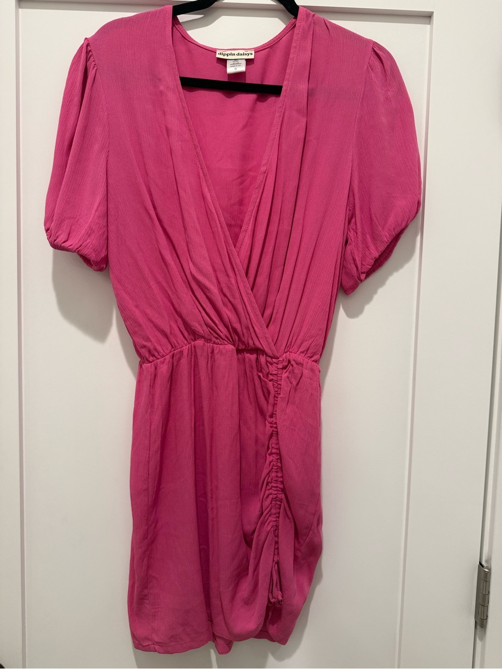 Ruffle-Detail Fuchsia faux Wrap Dress - dippin' daisy's